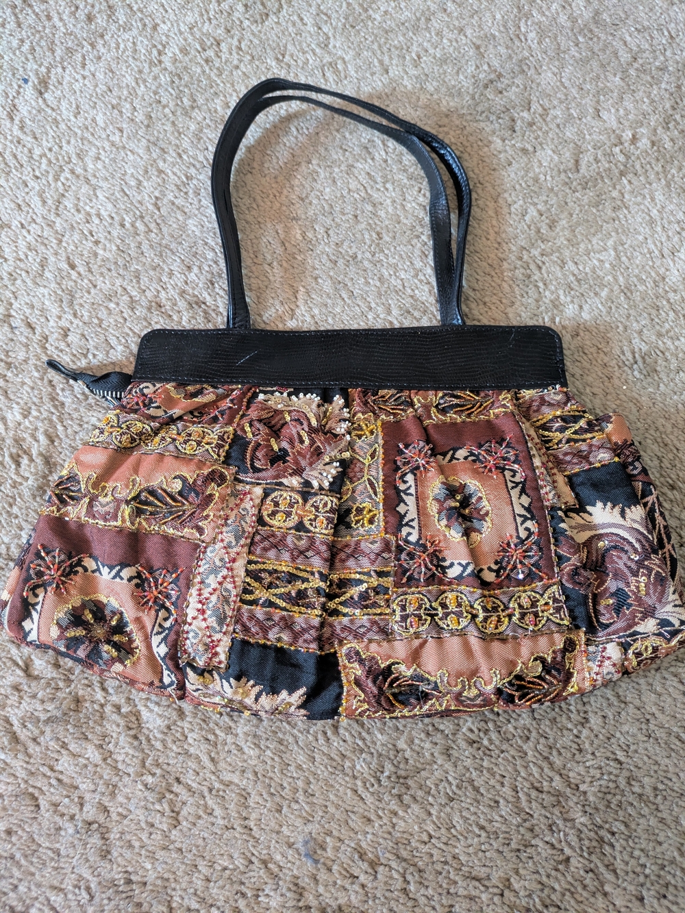Vintage Christiana Tapestry Shoulder Bag Boho Patchwork Purse